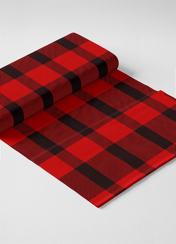Tecido Micropercal Estampa Digital Xadrez Fino Vermelho e Preto 1,55m de Largura