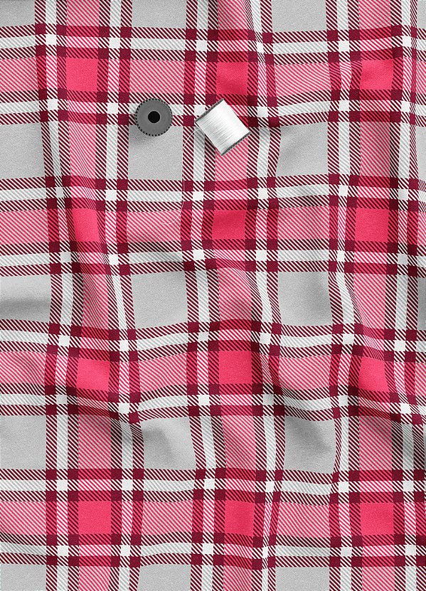 Tecido Micropercal Estampa Digital Xadrez Quadrado Rosa Preto e Branco 1,55m de Largura
