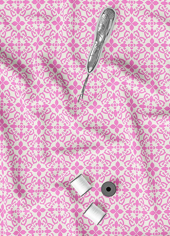 Tecido Micropercal Estampa Digital Arabesco Rosa Mosaico 1,55m de Largura