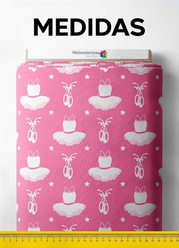 Tecido Micropercal Estampa Digital Balé Fundo Pink 1,55m de Largura