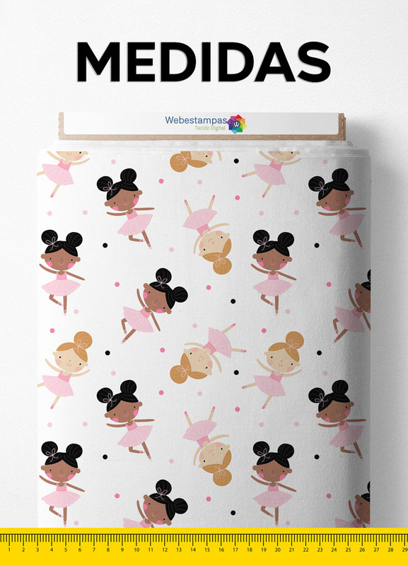 Tecido Micropercal Estampa Digital Balé Infantil 1,55m de Largura