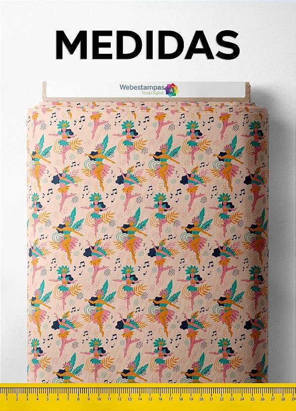 Tecido Micropercal Estampa Digital Carnaval 1,55m de Largura