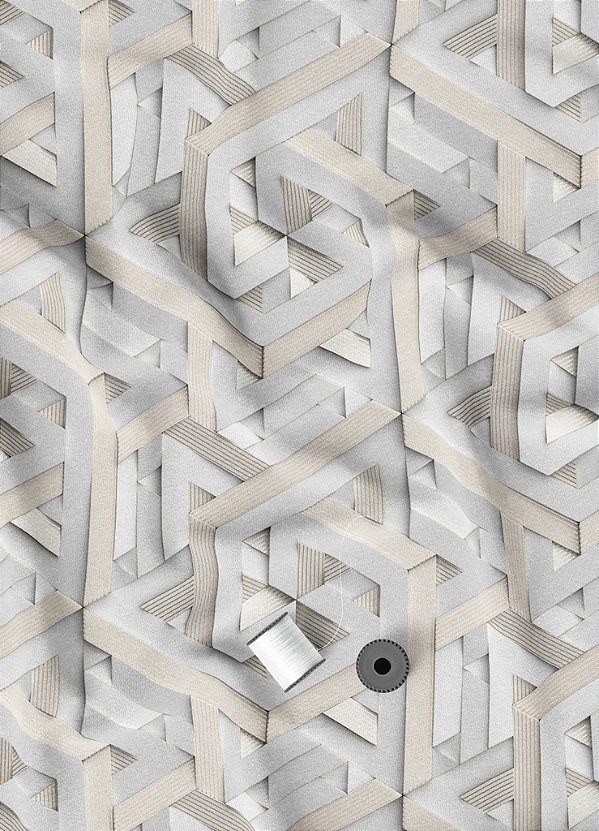 Tecido Micropercal Estampa Digital Mosaico 3D 1,55m de Largura
