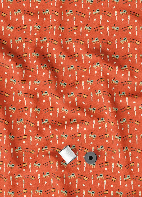 Tecido Micropercal Estampa Digital Ferrovia 1,55m de Largura