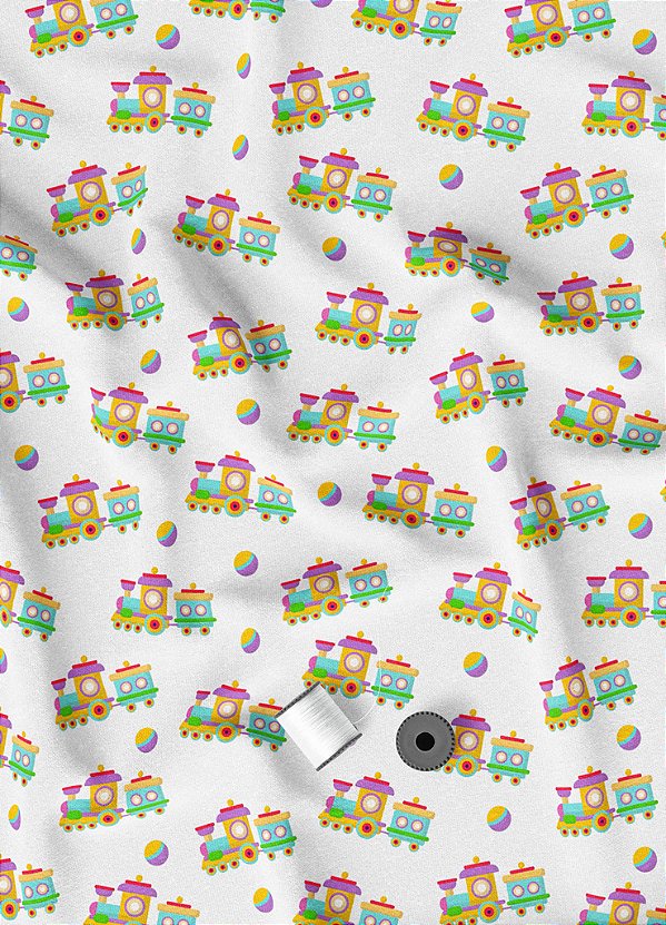 Tecido Micropercal Estampa Digital Trenzinho 1,55m de Largura