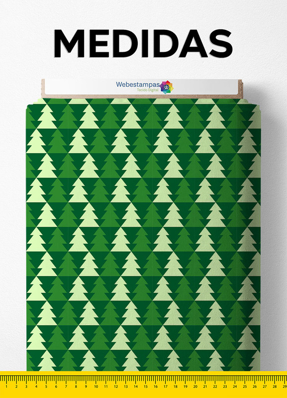 Tecido Micropercal Estampa Digital Pinheirinho Verde Natal 1,55m de Largura