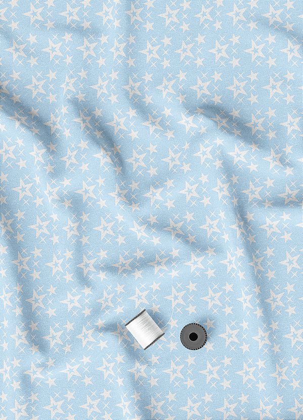 Tecido Micropercal Estampa Digital Estrelas Azul Bebê 1,55m de Largura