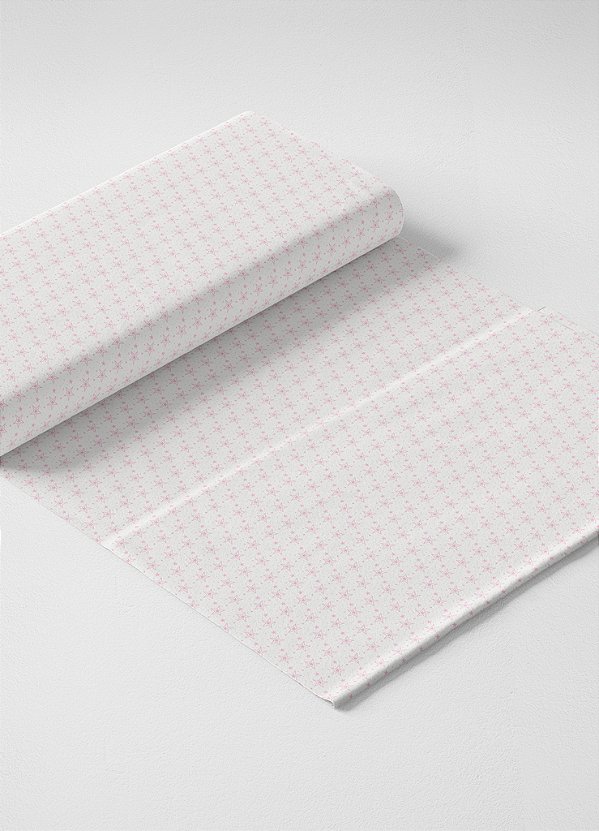 Tecido Micropercal Estampa Digital Estrelinha Rosa Fundo Branco 1,55m de Largura