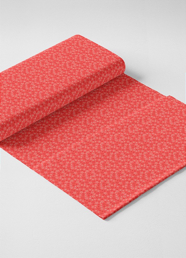 Tecido Micropercal Estampa Digital Estrrelinha Fundo Vermelho 1,55m de Largura