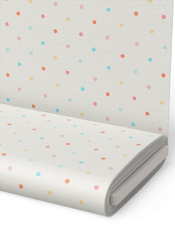 Tecido Micropercal Estampa Digital Bolinha Colorida Fundo Branco 1,55m de Largura