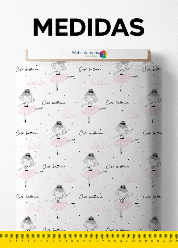 Tecido Micropercal Estampa Digital Cute Ballerina 1,55m de Largura