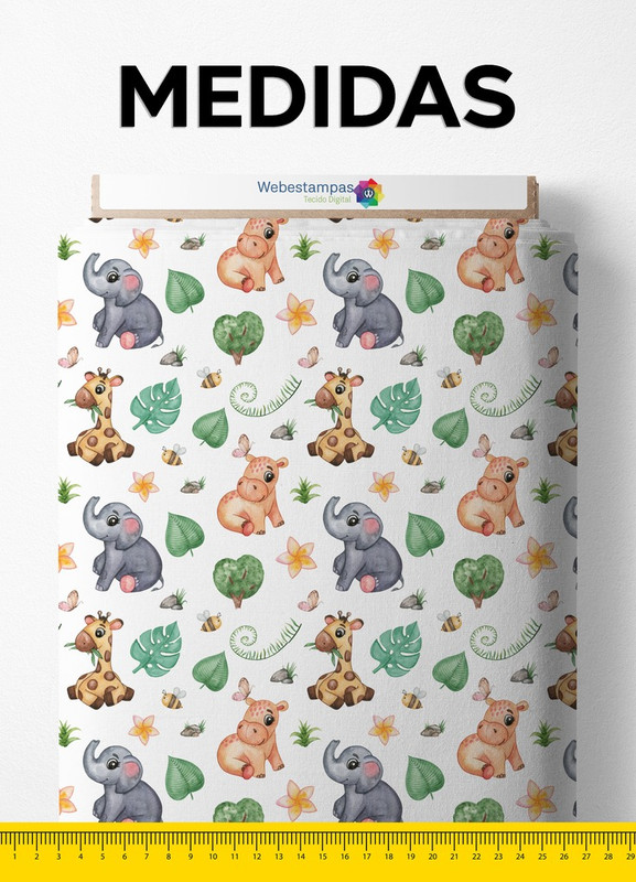 Tecido Micropercal Estampa Digital Cute Animals 1,55m de Largura