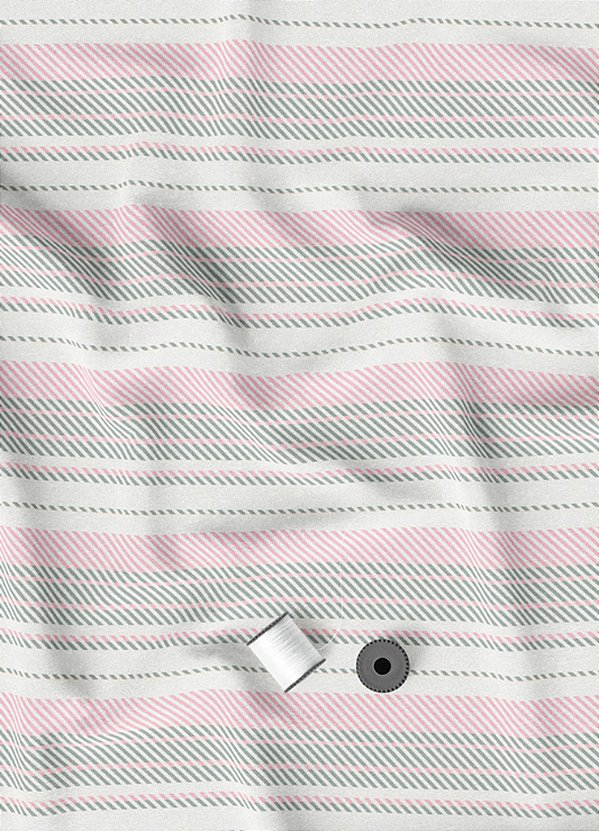Tecido Micropercal Estampa Digital Listrado Rosa e Cinza 1,55m de Largura