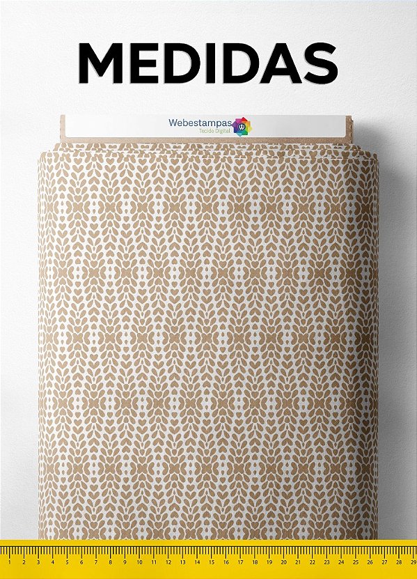 Tecido Micropercal Estampa Digital Arabesco Minimalista Palha 1,55m de Largura