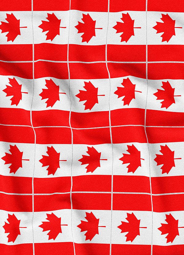 Tecido Micropercal Estampa Digital Bandeirinhas do Canadá 1,55m de Largura