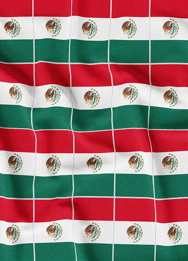 Tecido Micropercal Estampa Digital Bandeirinhas do México 1,55m de Largura