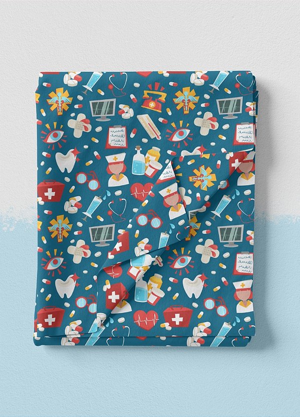 Tecido Oxford Estampa Digital Saúde 5 com 1,55m de Largura