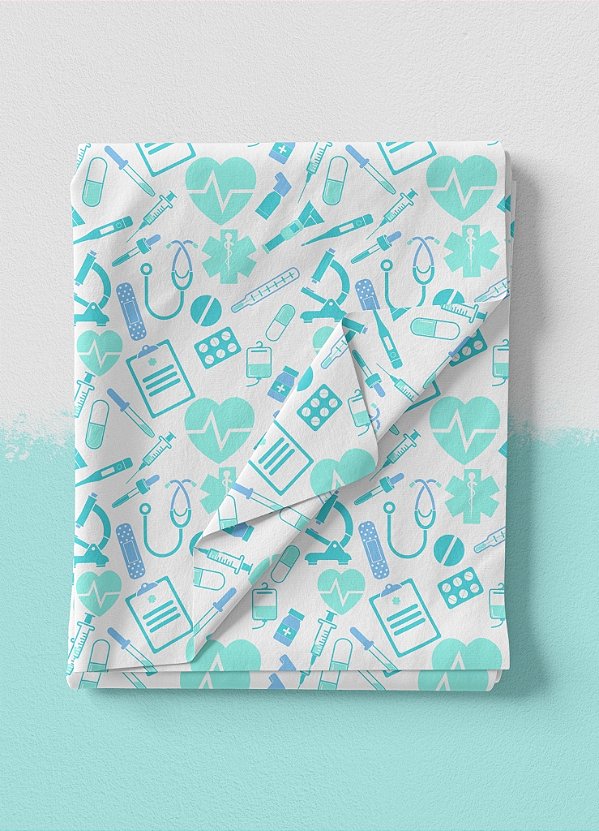 Tecido Oxford Estampa Digital Saúde 7 com 1,55m de Largura