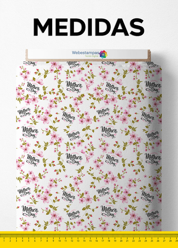 Tecido Microfibra Estampa Digital Dia das Mães 12 com 1,55m de Largura