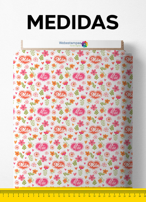 Tecido Microfibra Estampa Digital Dia das Mães 14 com 1,55m de Largura