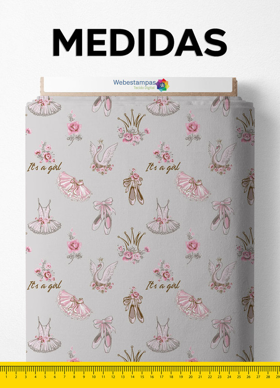 Tecido Percal 200 Fios Estampa Digital Ballet Girl 1,50m de Largura