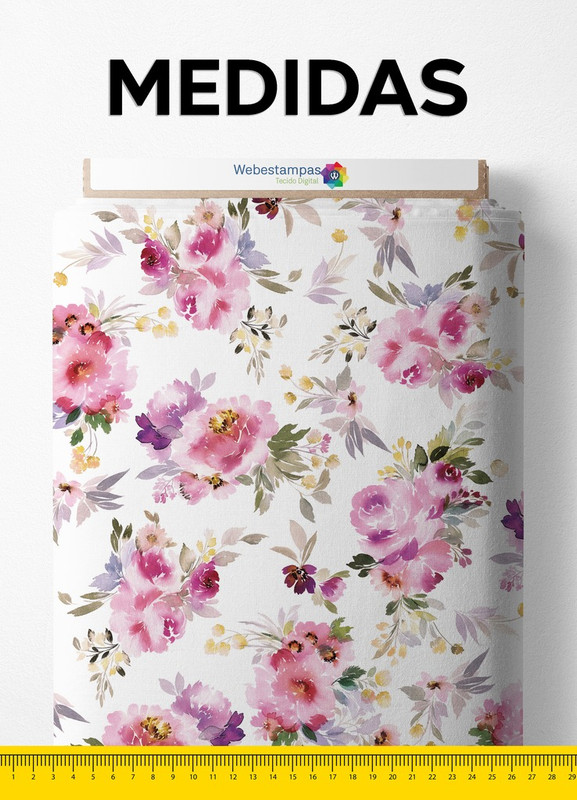 Tecido Percal 200 Fios Estampa Digital Floral 16 com 1,50m de Largura