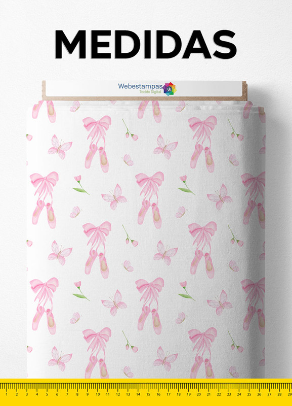 Tecido Percal 200 Fios Estampa Digital Tulip Ballet 1,50m de Largura