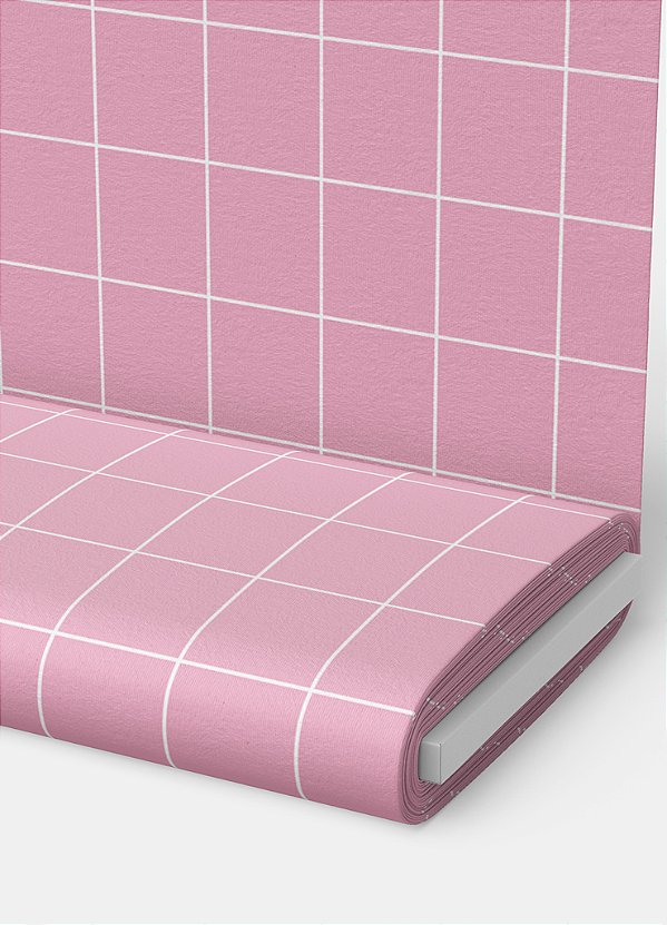 Tecido Tricoline Estampa Digital Quadriculado com Rosa 1,55m de Largura