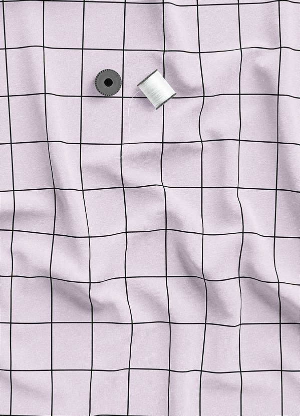 Tecido Tricoline Estampa Digital Quadriculado Preto Fundo Rosa 1,55m de Largura
