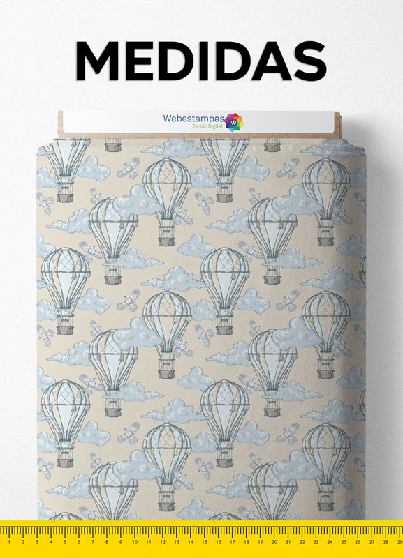 Tecido Tricoline Estampa Digital Balão nas Alturas 1,55m de Largura