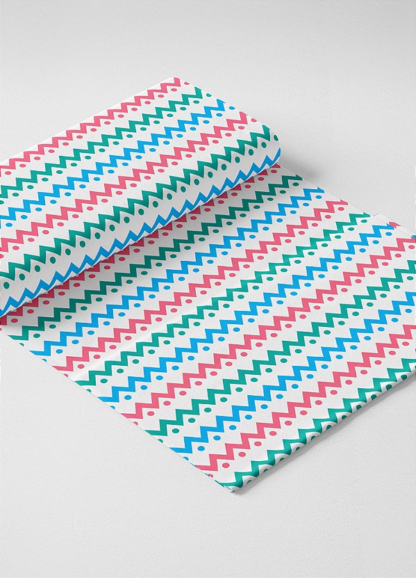 Tecido Tricoline Estampa Digital Chevron Natalino 1,55m de Largura