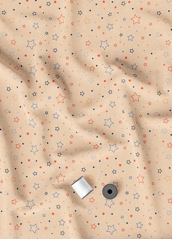 Tecido Tricoline Estampa Digital Estrelas Fofas 1,55m de Largura