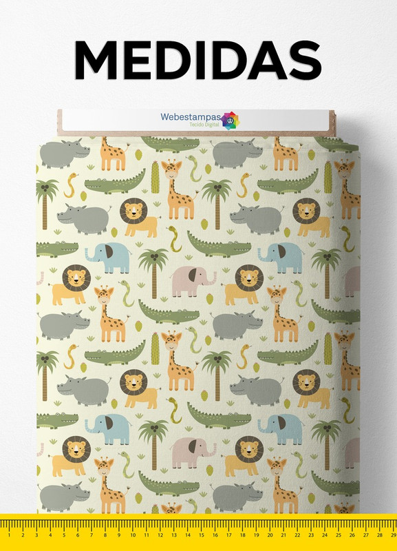 Tecido Tricoline Estampa Digital Selva dos Animais 1,55m de Largura