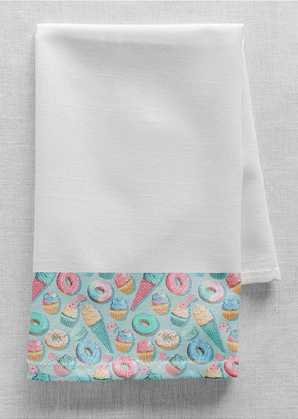 Tecido Tricoline Estampa Digital Sorvetes e Rosquinhas 1,55m de Largura