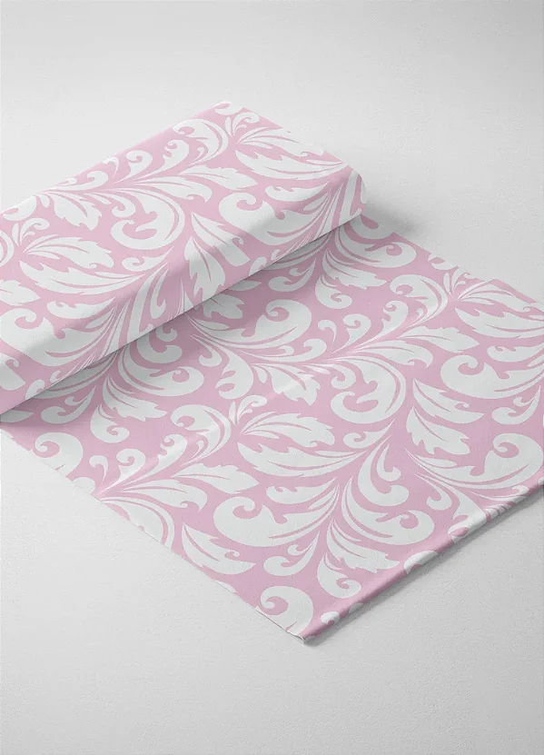 Tecido Tricoline Estampa Digital Arabesco Rosa 1,55 de Largura
