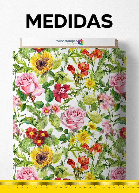 Tecido Tricoline Estampa Digital Floral 6 com 1,55m de Largura