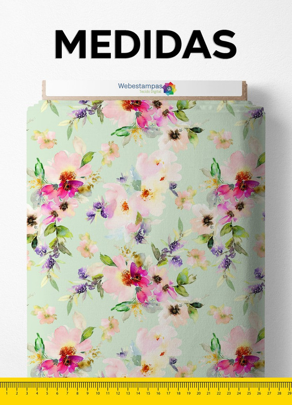 Tecido Tricoline Estampa Digital Floral 30 com 1,55m de Largura