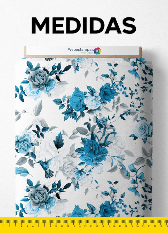 Tecido Tricoline Estampa Digital Floral 45 com 1,55m de Largura