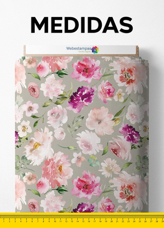 Tecido Tricoline Estampa Digital Floral 50 com 1,55m de Largura