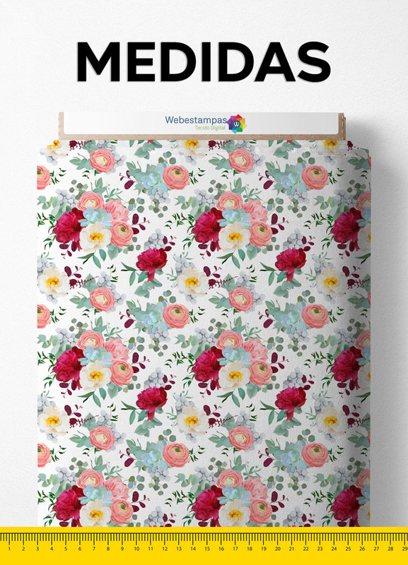 Tecido Tricoline Estampa Digital Floral 114 com 1,55m de Largura