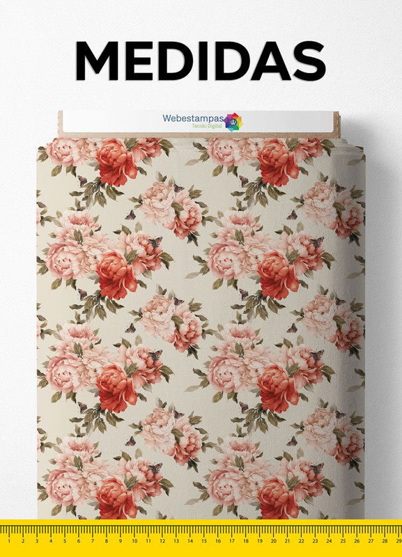 Tecido Tricoline Estampa Digital Floral 127 com 1,55m de Largura
