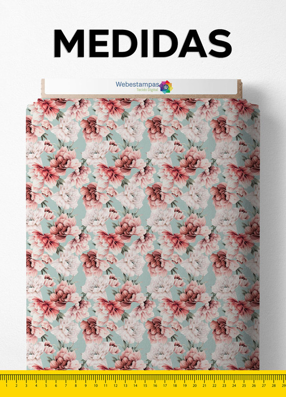 Tecido Tricoline Estampa Digital Floral 144 com 1,55m de Largura