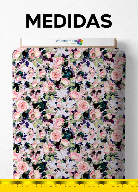 Tecido Tricoline Estampa Digital Floral 152 com 1,55m de Largura