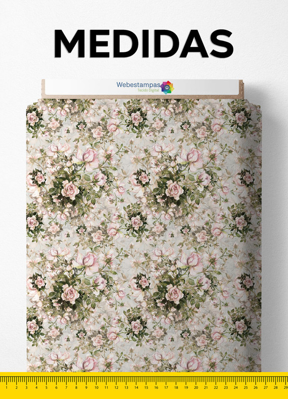 Tecido Tricoline Estampa Digital Floral 156 com 1,55m de Largura