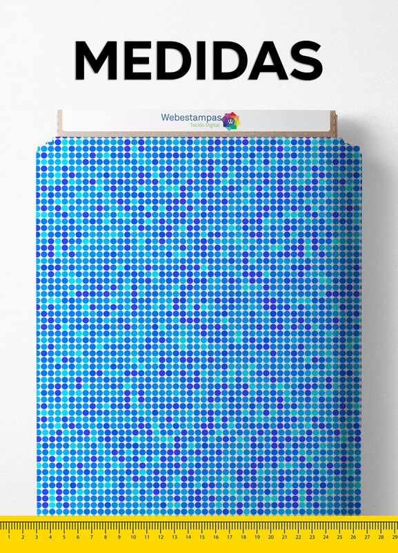 Tecido Tricoline Estampa Digital Bolinhas Azuis 1,55m de Largura