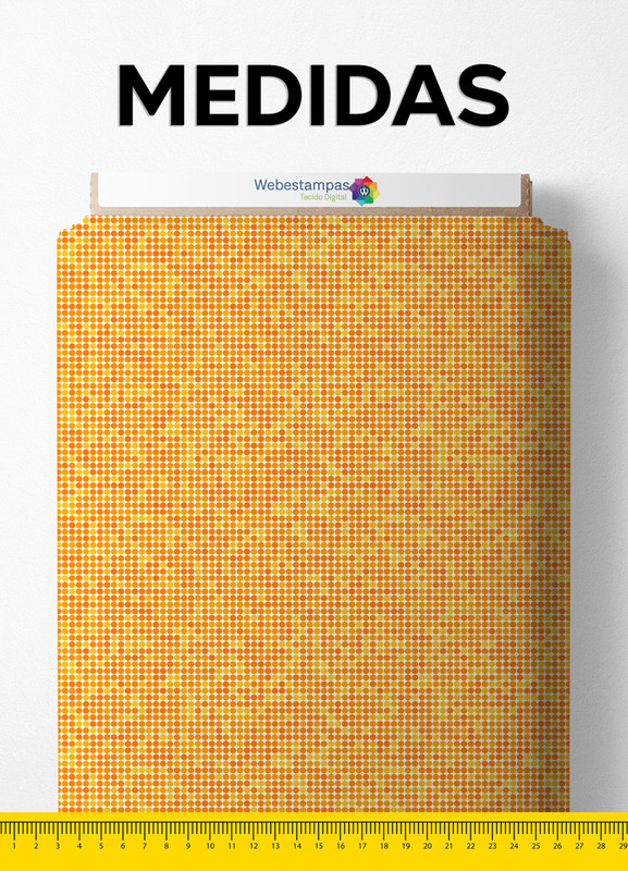 Tecido Tricoline Estampa Digital Bolinhas Laranja 1,55m de Largura