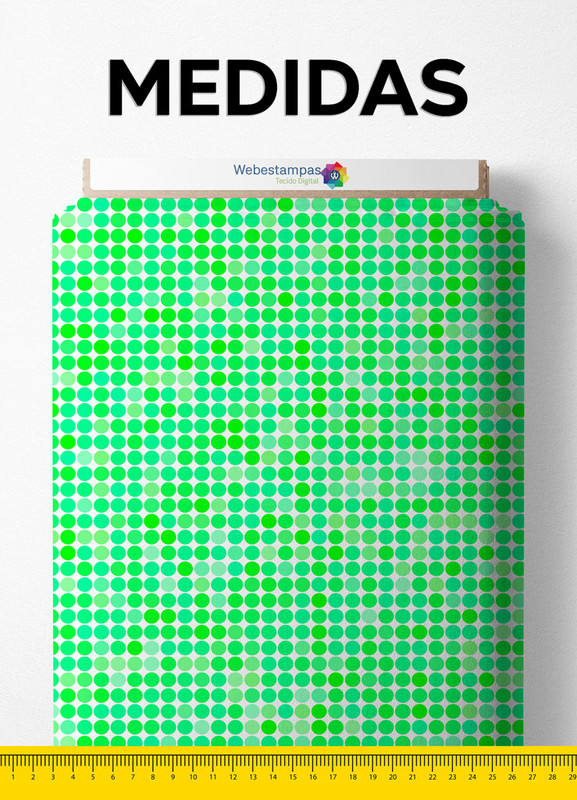 Tecido Tricoline Estampa Digital Bolinhas Verde Neon 1,55m de Largura
