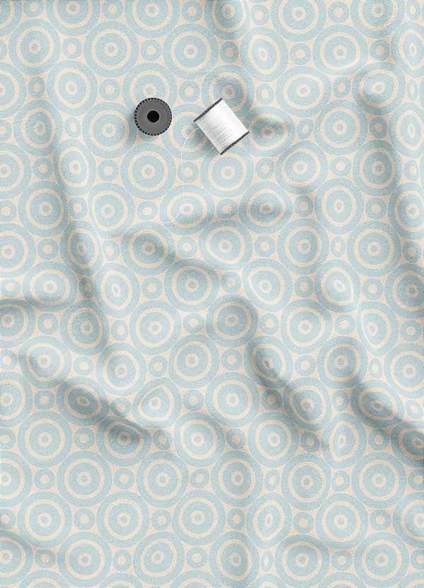Tecido Tricoline Estampa Digital Geometrico Círculos Verde e Branco 1,55m de Largura