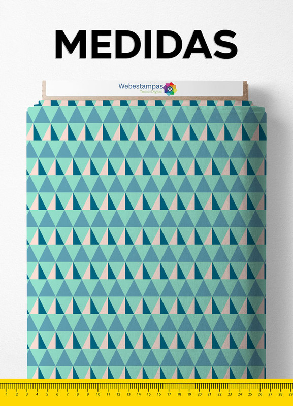 Tecido Tricoline Estampa Digital Geométrico Tons de Azul 1,55m de Largura