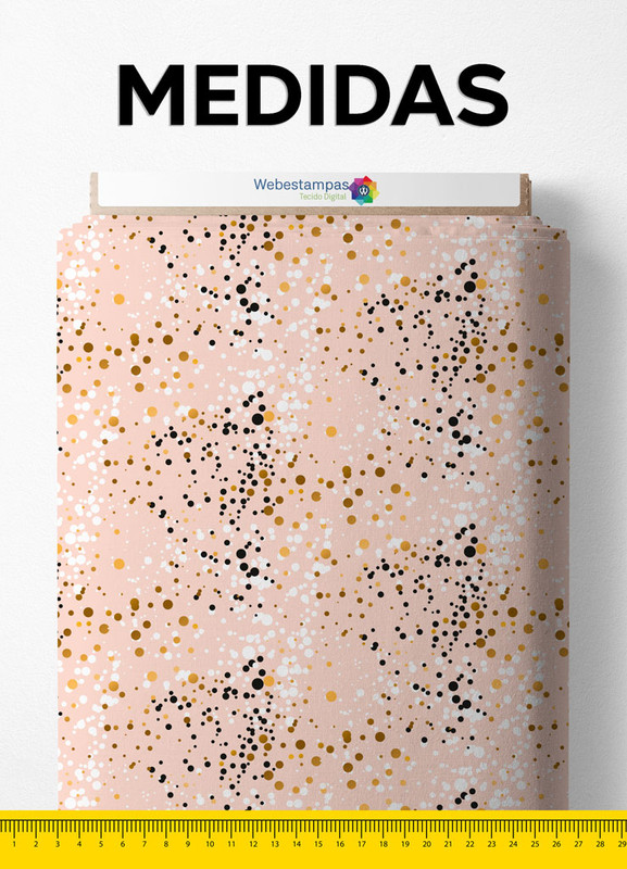 Tecido Tricoline Estampa Digital Gotas de Tinta Branco e Preto 1,55m de Largura